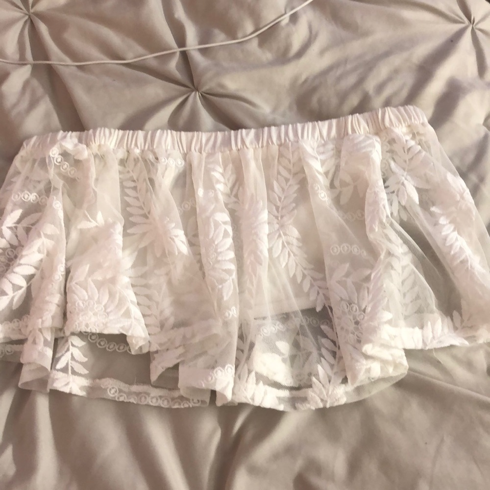 White Lacey tube top